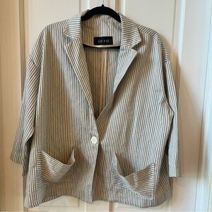 Ozai N Ku gray, light tan, and cream Striped Women's Jacket